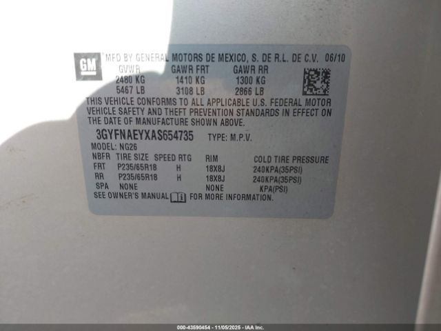 2010 CADILLAC SRX 3GYFNAEYXAS654735 Photo 8