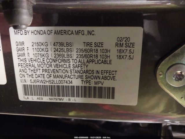 2020 HONDA CR-V 5J6RW2H52LL007434 Photo 8