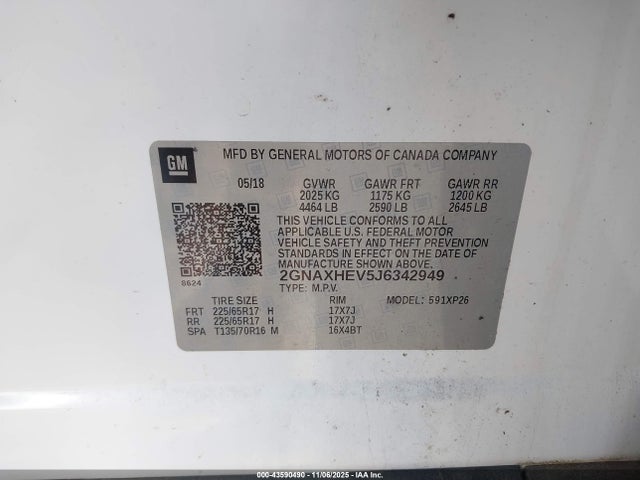Chevrolet EQUINOX LS 2018 2GNAXHEV5J6342949 Image 9