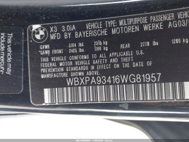 2006 BMW X3 WBXPA93416WG81957 Photo 8