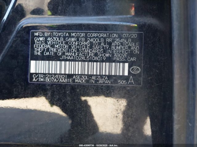 2020 LEXUS IS 300 JTHAA1D2XL5108019 Photo 8