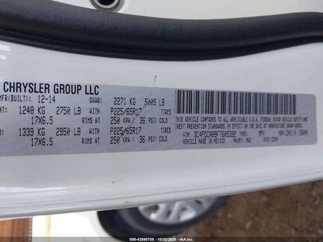 Aukcja sprzedaży 2015 Dodge Journey American Value Pkg, vin: 3C4PDCAB9FT605392, numer aukcji: 43590758