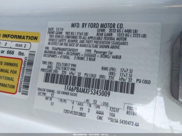 2015 FORD MUSTANG 1FA6P8AMXF5345009 Photo 8