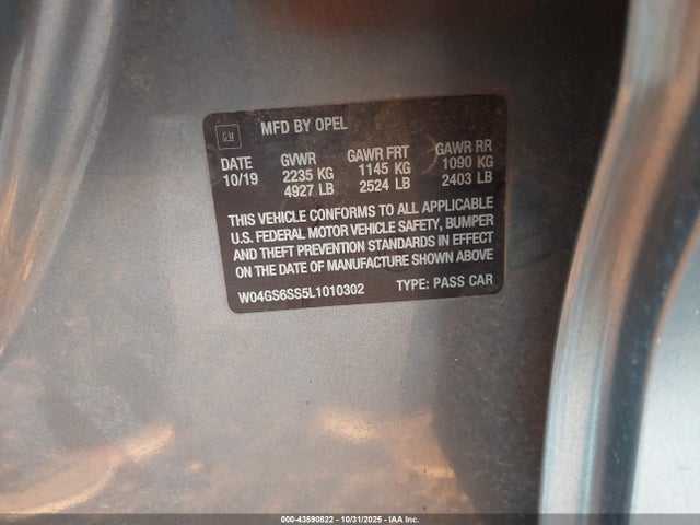 Buick lgx - direct injection, variable valve timing, alum, gen2 2020 W04GS6SS5L1010302 Image 9