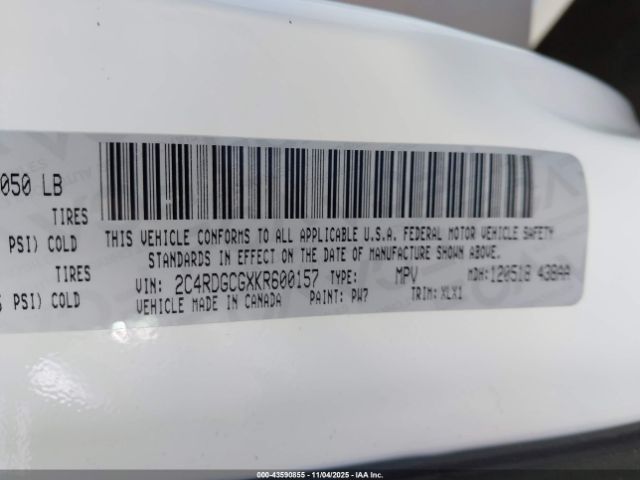 2019 DODGE GRAND CARAVAN 2C4RDGCGXKR600157 Photo 8