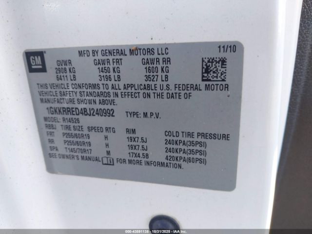 2011 GMC ACADIA 1GKKRRED4BJ240992 Photo 8