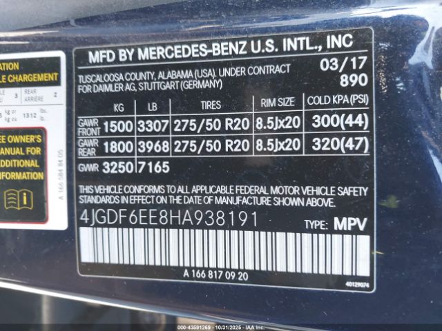 2017 MERCEDES-BENZ GLS 450 4JGDF6EE8HA938191 Photo 8