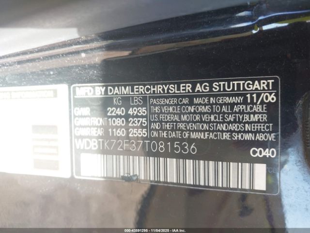 2007 MERCEDES-BENZ CLK 550 WDBTK72F37T081536 Photo 8