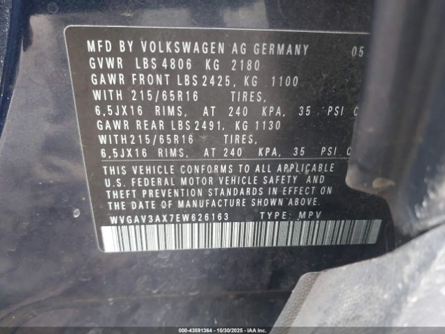 2014 VOLKSWAGEN TIGUAN WVGAV3AX7EW626163 Photo 8