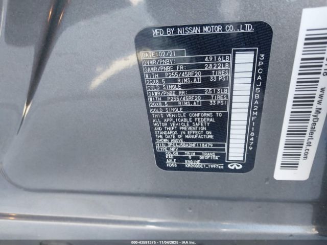 2021 INFINITI QX50 3PCAJ5BA2MF118479 Photo 8