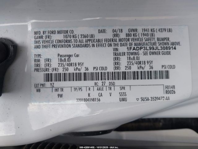 2018 FORD FOCUS 1FADP3L99JL308914 Photo 8