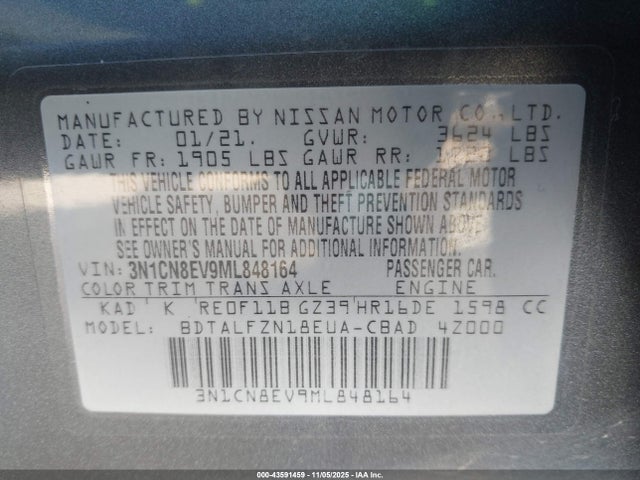 Nissan Versa Sv Xtronic Cvt 2021 3N1CN8EV9ML848164 Image 9