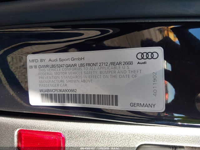 Продажа на аукционе авто 2019 Audi Rs 5 Sportback 2.9t (tiptronic) (no Longer Available For Ordering), vin: WUABWCF53KA900662, номер лота: 43591527