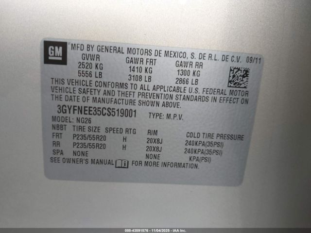 2012 CADILLAC SRX 3GYFNEE35CS519001 Photo 8