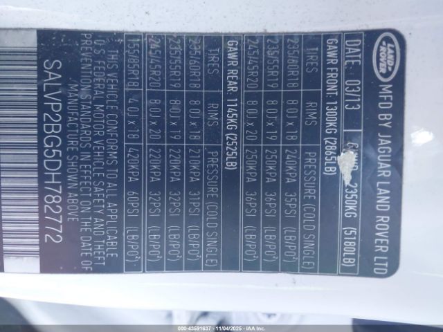 2013 LAND ROVER RANGE ROVER EVOQUE SALVP2BG5DH782772 Photo 8