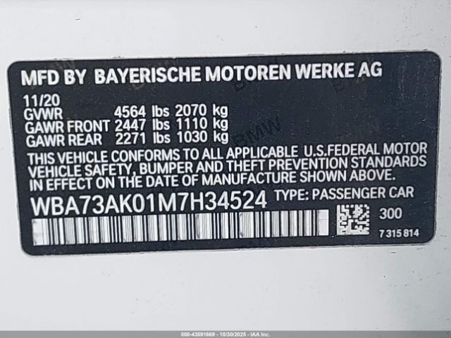 2021 BMW 228I GRAN COUPE WBA73AK01M7H34524 Photo 8