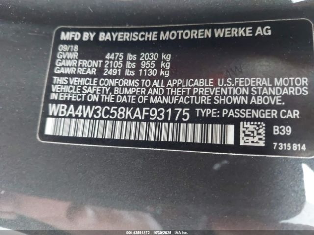 2019 BMW 430I WBA4W3C58KAF93175 Photo 8