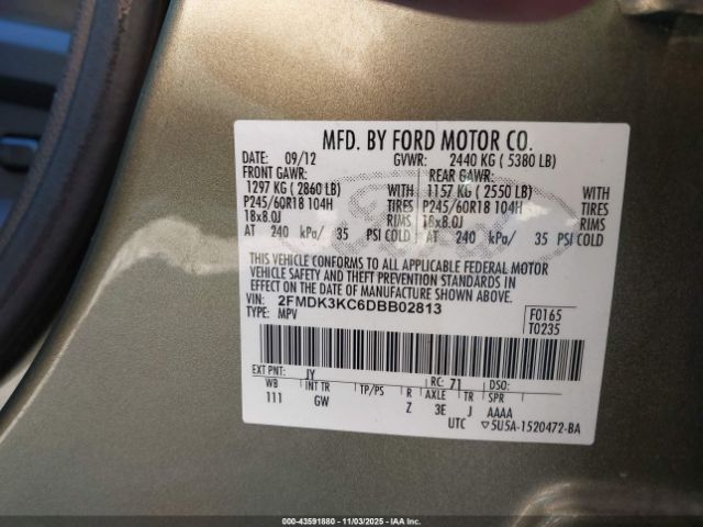 2013 FORD EDGE 2FMDK3KC6DBB02813 Photo 8