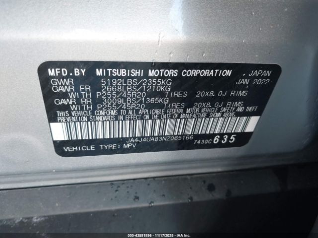 2022 MITSUBISHI OUTLANDER JA4J4UA83NZ065166 Photo 8