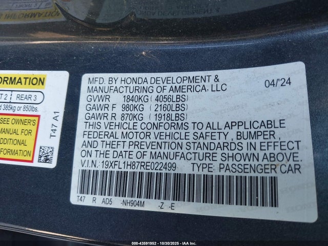 2024 HONDA CIVIC 19XFL1H87RE022499 Photo 8
