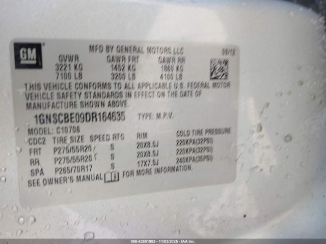 2013 CHEVROLET TAHOE 1GNSCBE09DR164635 Photo 8