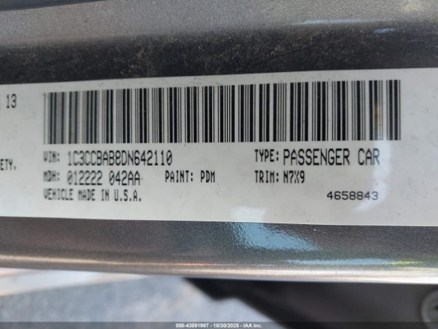 2013 CHRYSLER 200 1C3CCBAB8DN642110 Photo 8