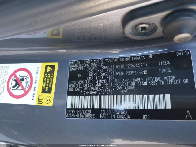 2015 LEXUS RX 350 2T2ZK1BA0FC197078 Photo 8
