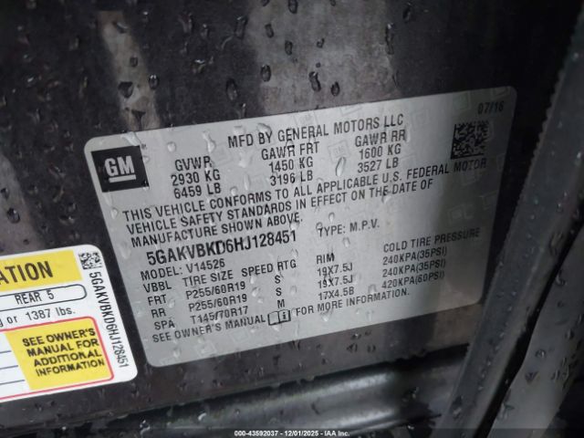 2017 BUICK ENCLAVE 5GAKVBKD6HJ128451 Photo 8