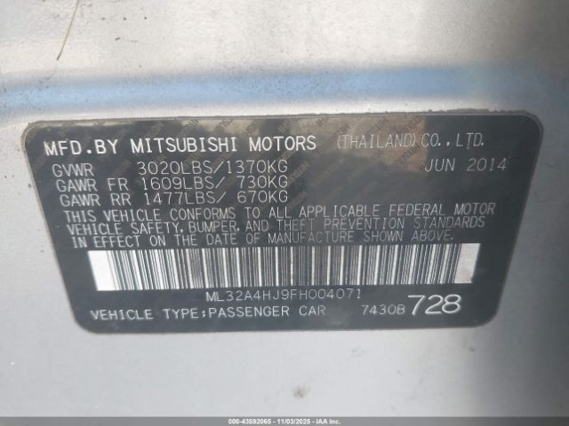 2015 MITSUBISHI MIRAGE ML32A4HJ9FH004071 Photo 8