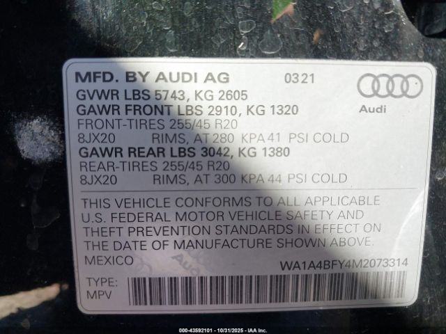 2021 AUDI SQ5 WA1A4BFY4M2073314 Photo 8
