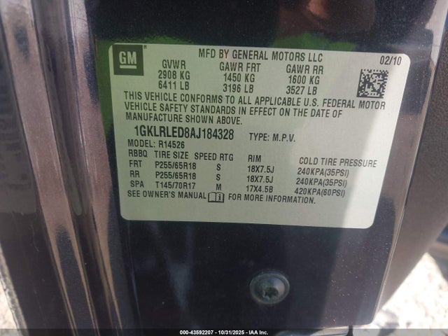 2010 GMC ACADIA 1GKLRLED8AJ184328 Photo 8