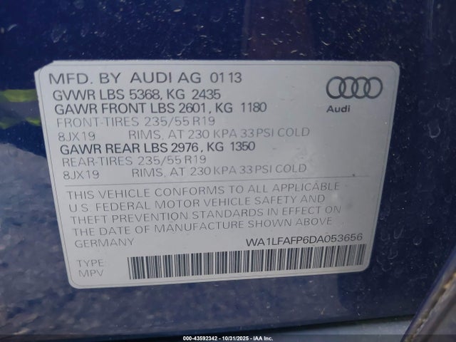 2013 AUDI Q5 WA1LFAFP6DA053656 Photo 8