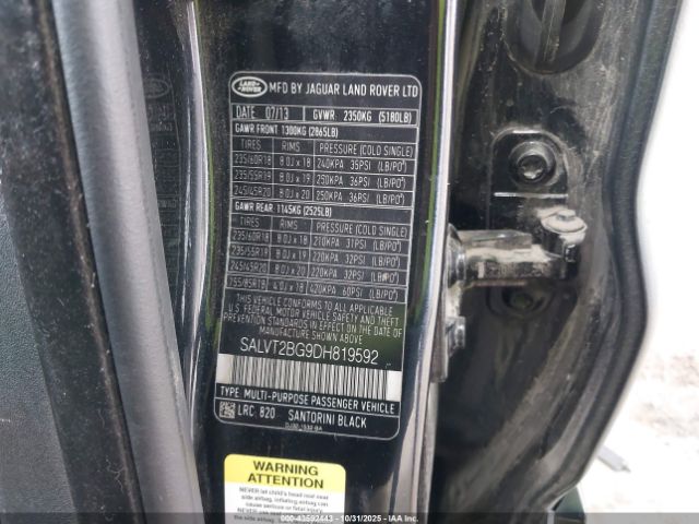 2013 LAND ROVER RANGE ROVER EVOQUE SALVT2BG9DH819592 Photo 8