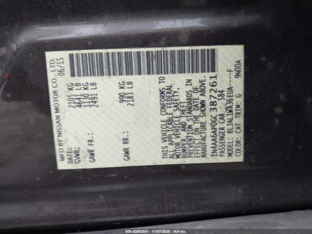 2016 NISSAN MAXIMA 1N4AA6AP0GC387261 Photo 8