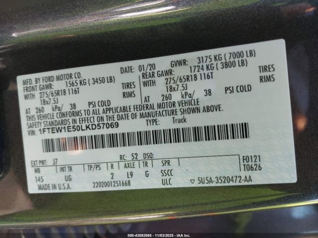 2020 FORD F-150 1FTEW1E50LKD57069 Photo 8