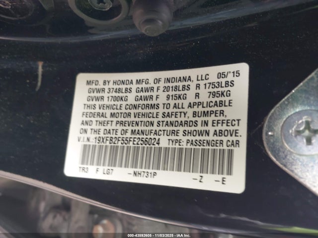 2015 HONDA CIVIC 19XFB2F55FE256024 Photo 8