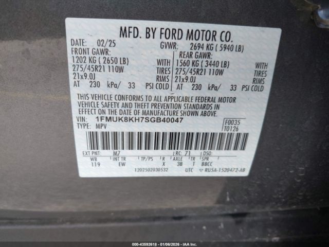 2025 FORD EXPLORER 1FMUK8KH7SGB40047 Photo 8
