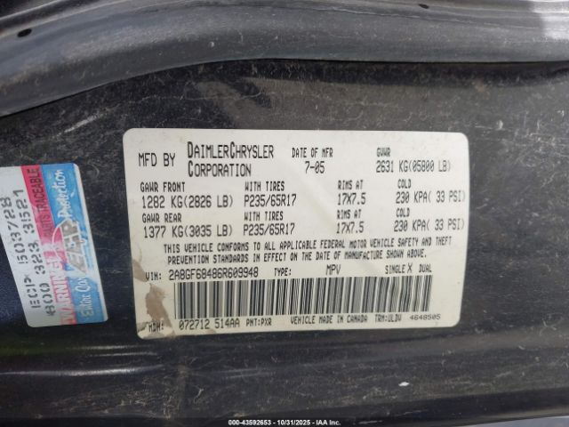 2006 CHRYSLER PACIFICA 2A8GF68486R609948 Photo 8