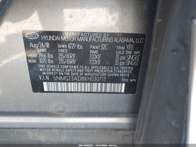 Hyundai Santa Fe Se 2019 5NMS23AD8KH030713 Image 9