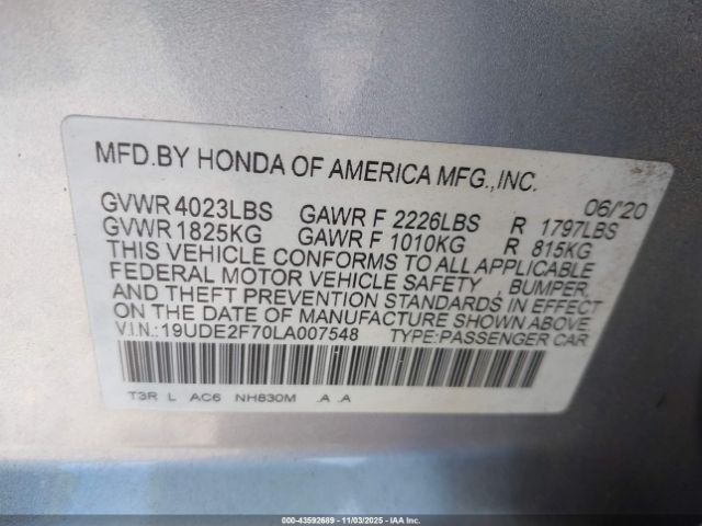 2020 ACURA ILX 19UDE2F70LA007548 Photo 8