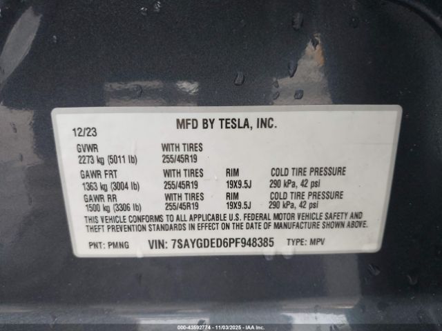 2023 TESLA MODEL Y 7SAYGDED6PF948385 Photo 8
