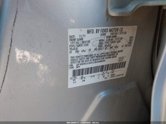2012 FORD EDGE 2FMDK3J9XCBA49800 Photo 8