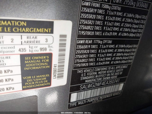 Продаж на аукціоні авто 2014 Land Rover Range Rover Sport 3.0l V6 Supercharged Hse/3.0l V6 Supercharged Se, vin: SALWG2WF4EA350741, номер лоту: 43592804