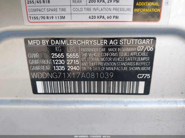 2007 MERCEDES-BENZ S 550 WDDNG71X17A081039 Photo 8