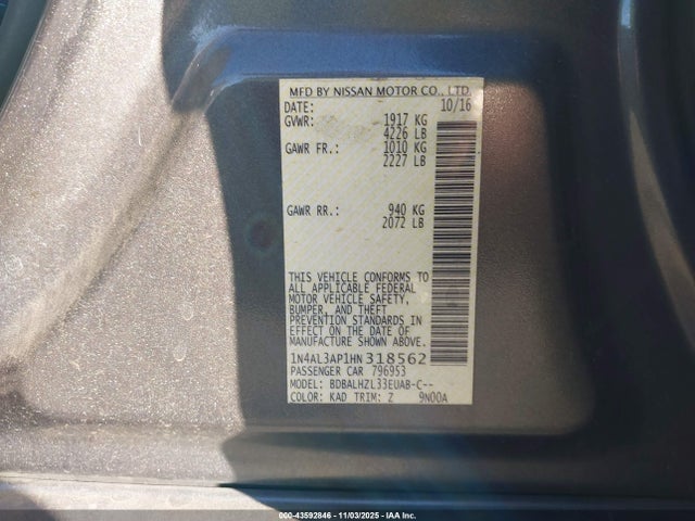 1N4AL3AP1HN318562 Nissan Altima