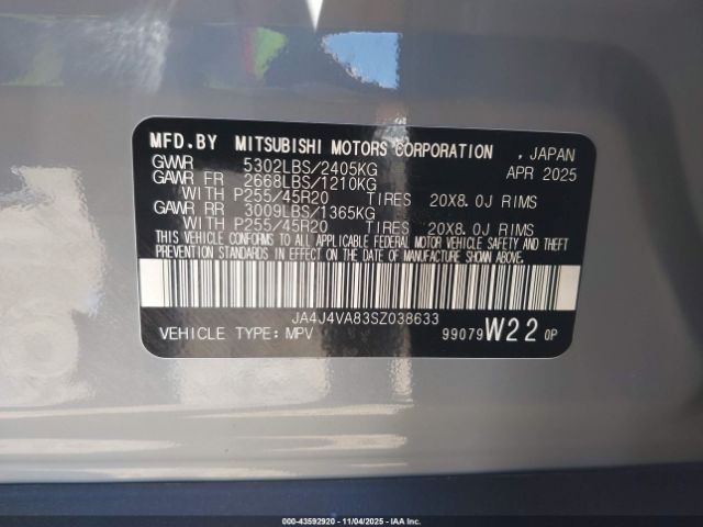 2025 MITSUBISHI OUTLANDER JA4J4VA83SZ038633 Photo 8