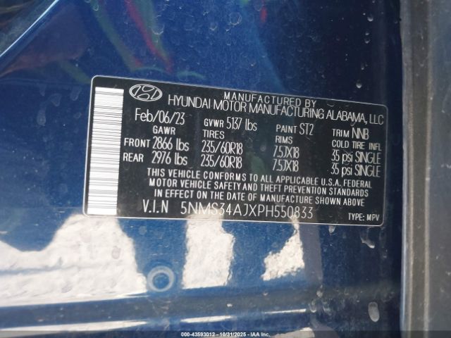 2023 HYUNDAI SANTA FE 5NMS34AJXPH550833 Photo 8