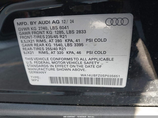2025 AUDI Q4 SPORTBACK E-TRON WA14UBFZ0SP035651 Photo 8
