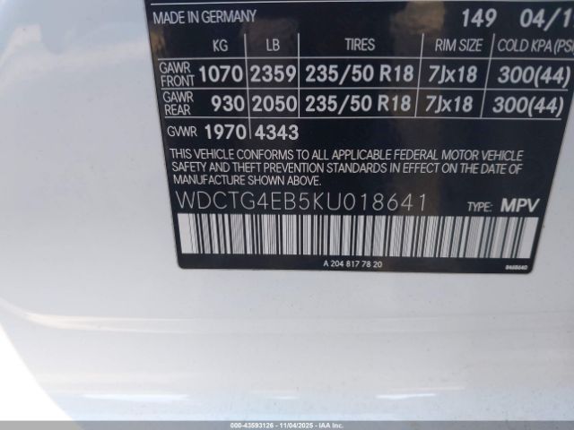 2019 MERCEDES-BENZ GLA 250 WDCTG4EB5KU018641 Photo 8