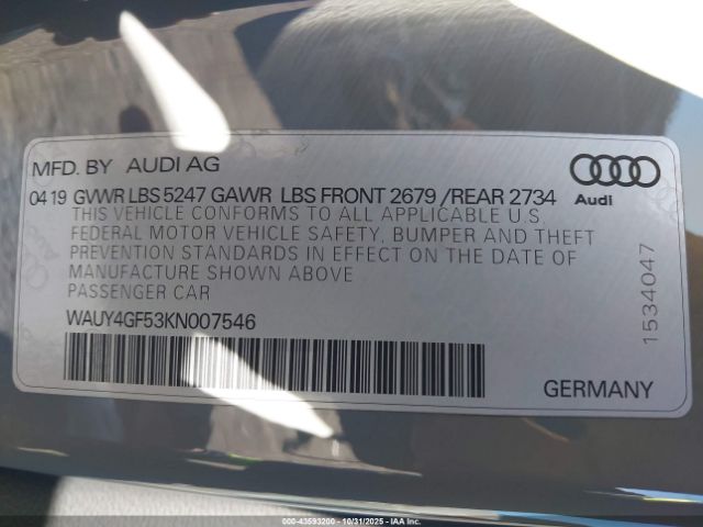 2019 AUDI S5 WAUY4GF53KN007546 Photo 8